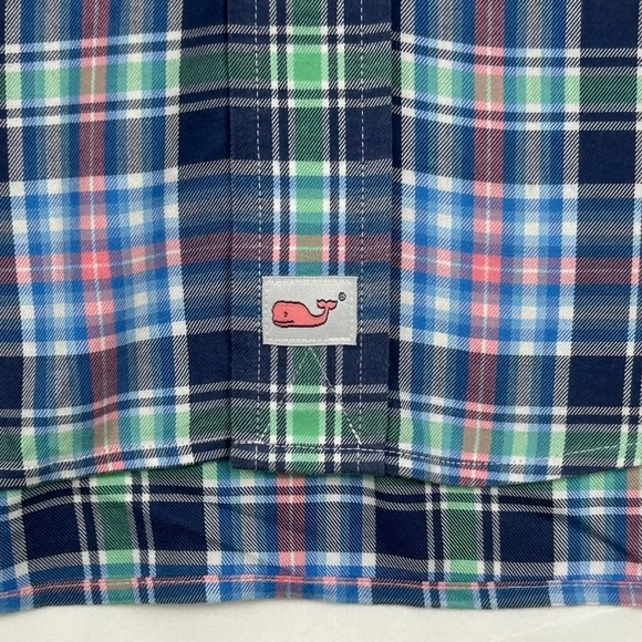 Vineyard Vines Murray Shirt Mens Medium Blue Green Pink Plaid Button Down Cotton - Picture 4 of 9